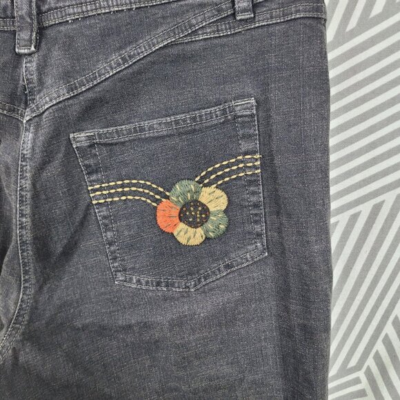 Vintage Y2K Size 16 37x32 Straight Leg Jeans Denim pants Embroidered Dark Gray - Picture 6 of 7